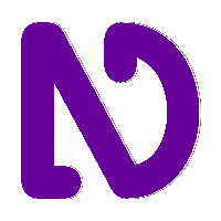 Logo NVDA przedstawiające znak nieskończoności złożony z liter N i D w kolorze fioletowym na białym tle